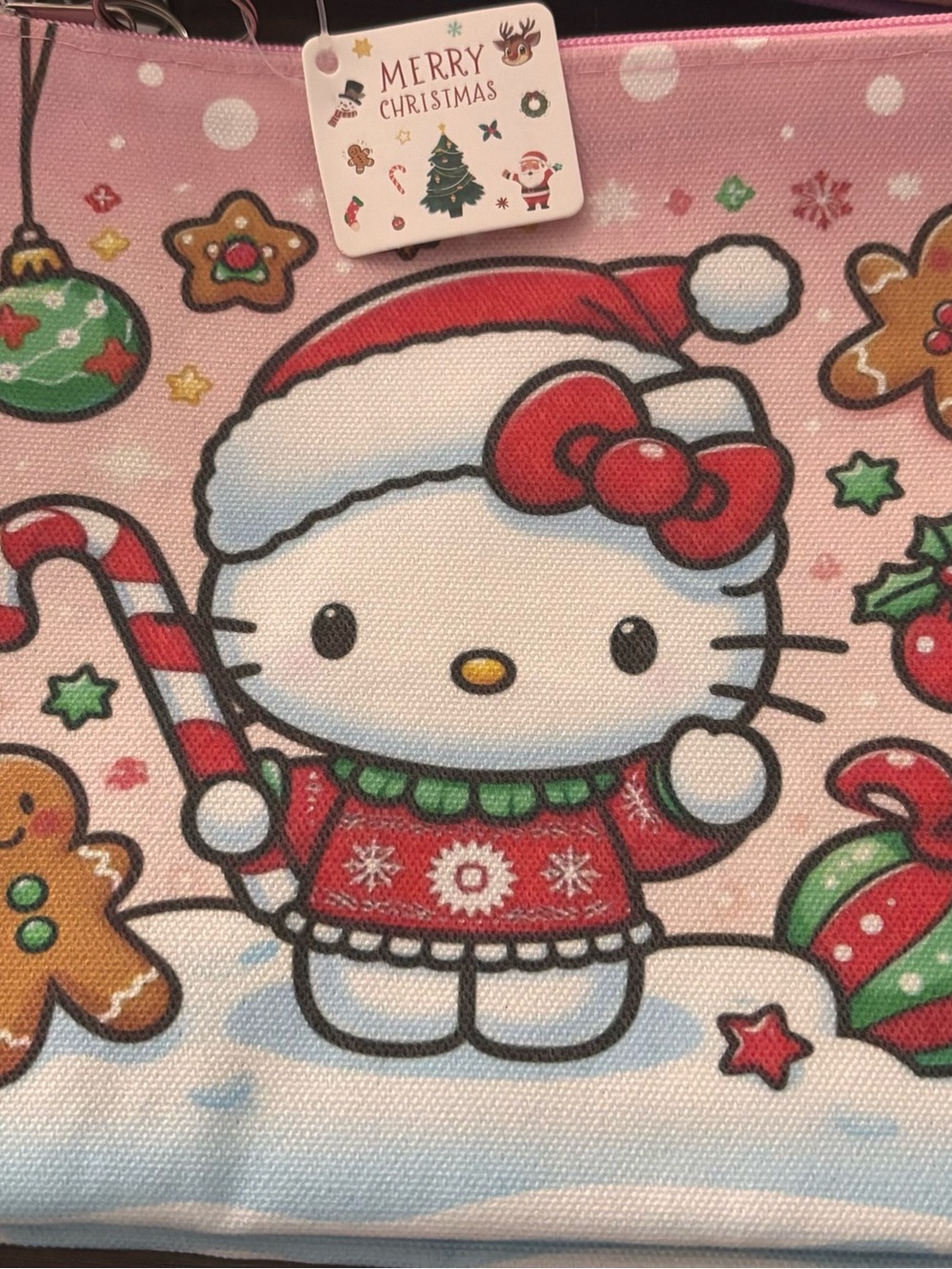 Hello Kitty Pink Red Green Christmas Holiday Makeup Bag